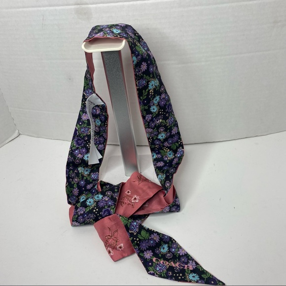 Coach Floral Bow Silk Print Skinny Scarf #55175